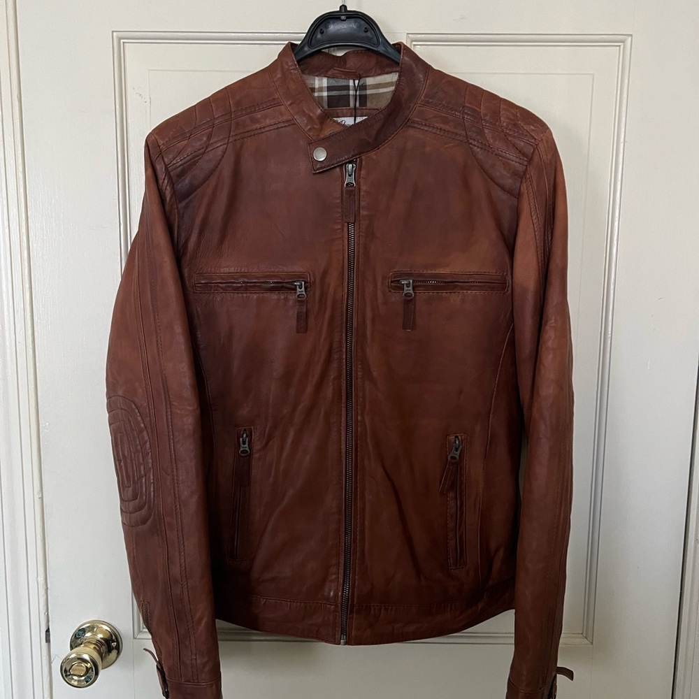 Ashwood Luxury Leather Men’s Medium Leather Biker Jacket Timber